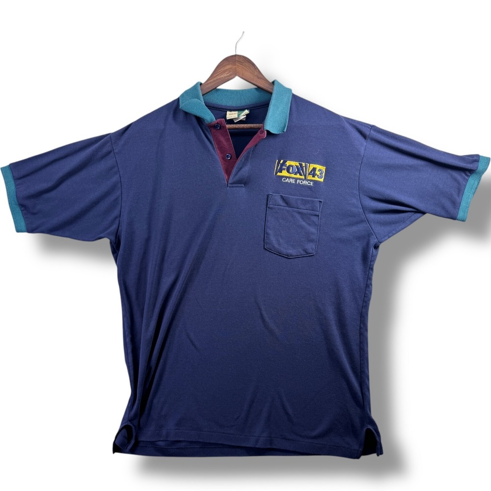 Wear Guard Fox 43 Care Force Polo Mens Large L Navy Blue News Gear Style 1252